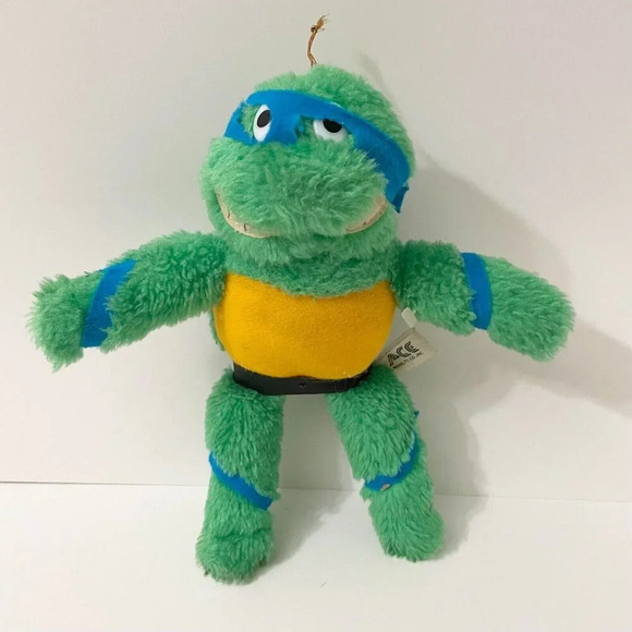Vintage 1989 Leonardo  TMNT Leo Plush Doll ACE Novelty 9 Inch Mirage Flaws - Picture 1 of 16